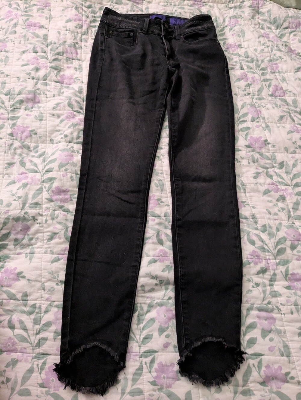 Indigo Rein Skinny Black Jeans With Distressed Cuffs